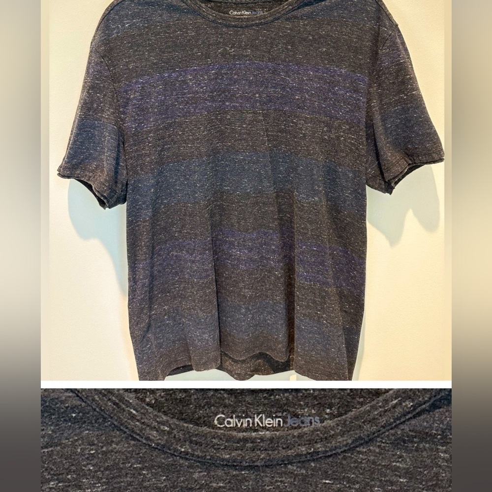 Men’s CALVIN KLEIN JEANS Charcoal & Blue Crew T-Shirt